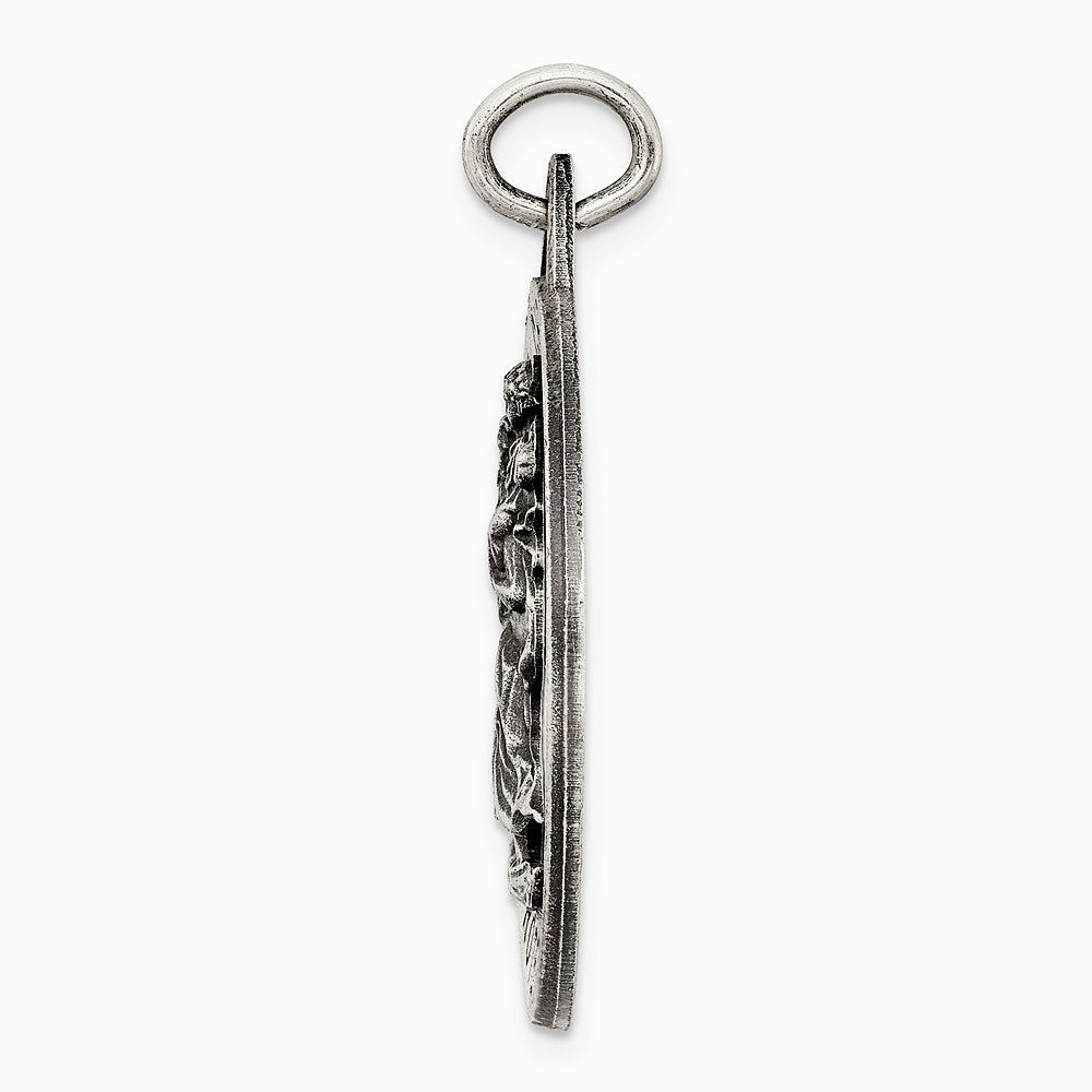 Sterling Silver Antiqued St. Christopher Medal - Product Photo