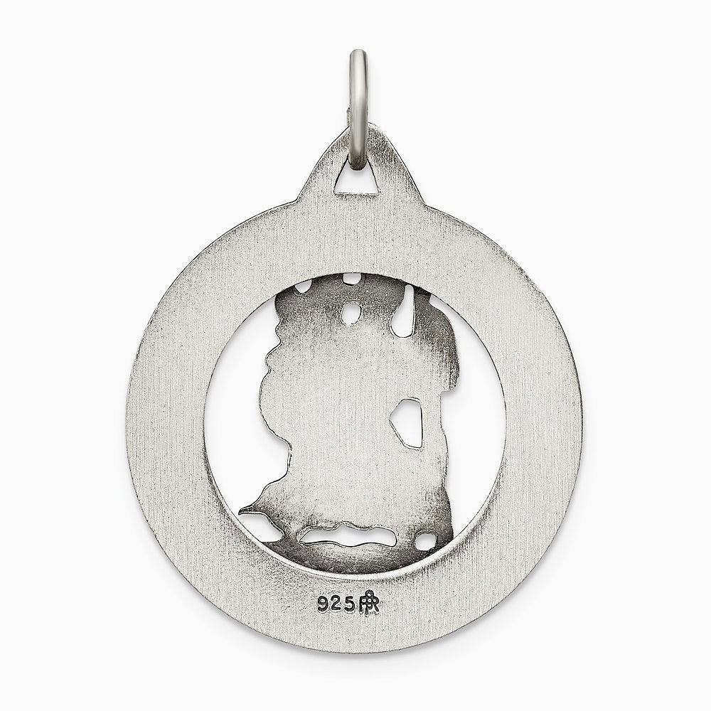 Sterling Silver Antiqued St. Christopher Medal - Product Photo