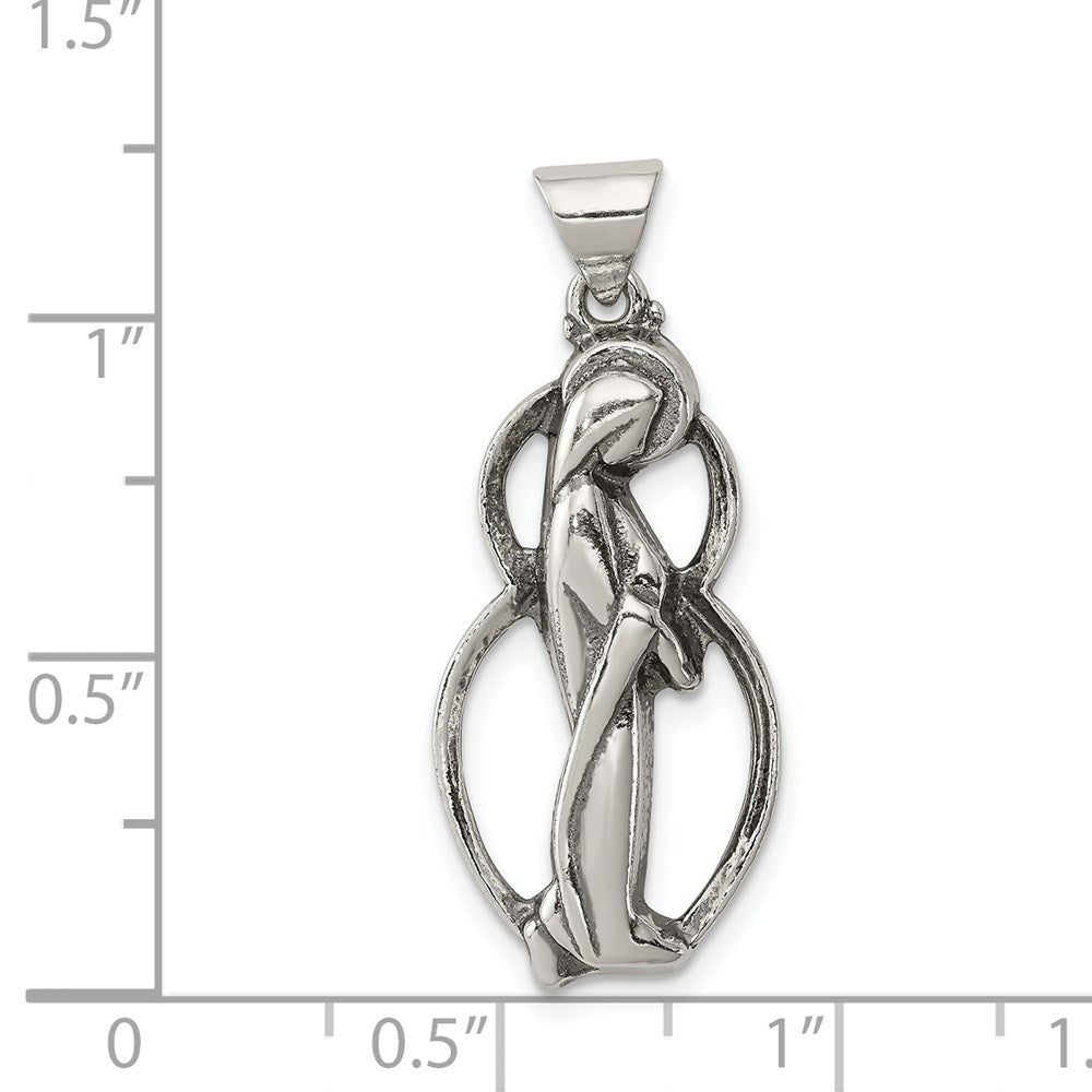 Sterling Silver Antiqued Blessed Mary Charm - Product Photo