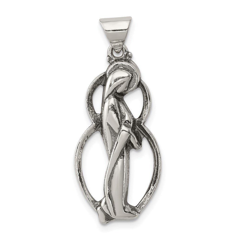 Sterling Silver Antiqued Blessed Mary Charm - Product Photo