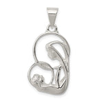 Sterling Silver Blessed Mary & Child Jesus Antique Finish Charm - Product Photo
