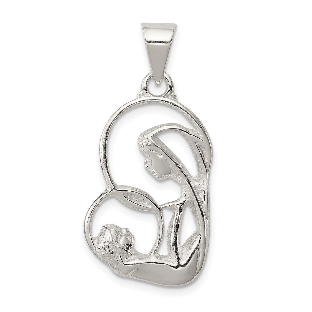 Sterling Silver Blessed Mary & Child Jesus Antique Finish Charm - Product Photo