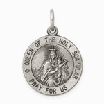 Sterling Silver Antiqued Queen of the Holy Scapular Medal - Product Photo