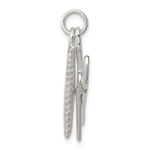 Sterling Silver Rhodium-plated Comb & Scissor Charm - Product Photo