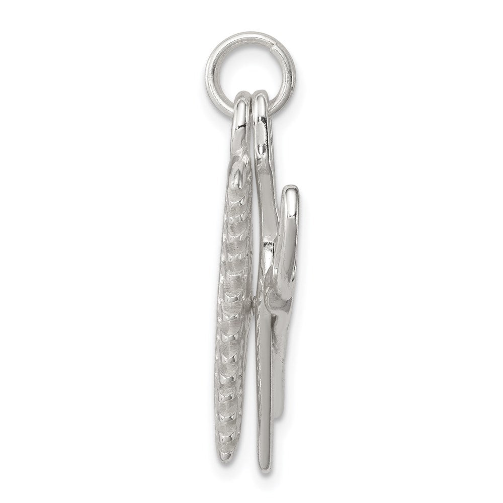 Sterling Silver Rhodium-plated Comb & Scissor Charm - Product Photo