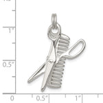 Sterling Silver Rhodium-plated Comb & Scissor Charm - Product Photo