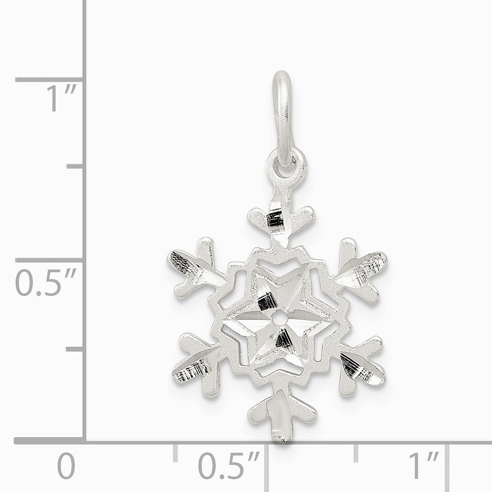 Sterling Silver Diamond Cut Snowflake Charm - Product Photo