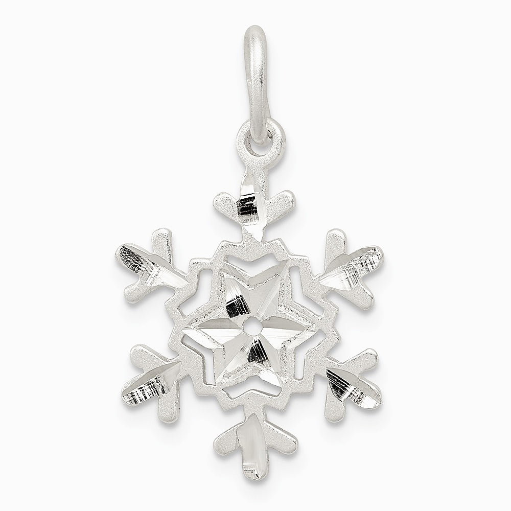 Sterling Silver Diamond Cut Snowflake Charm - Product Photo