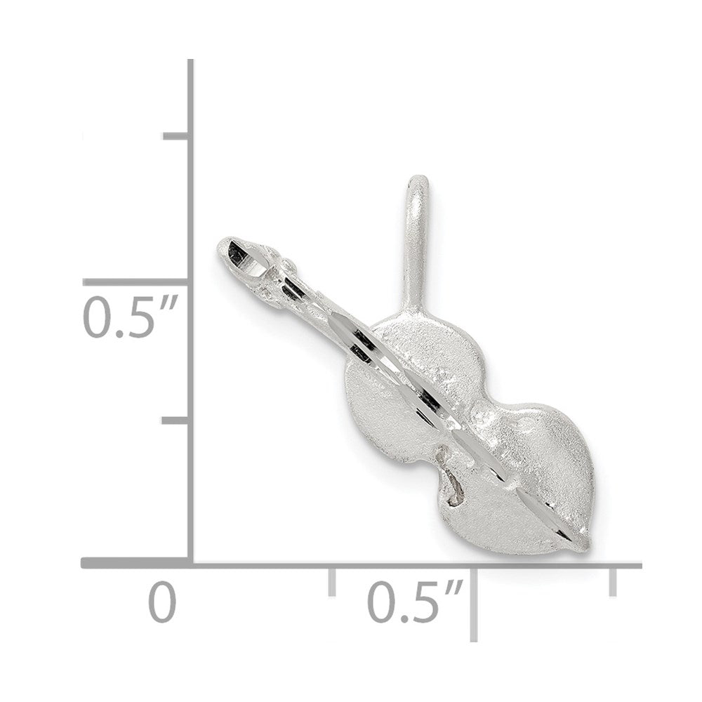 Sterling Silver Diamond Cut Violin Pendant - Product Photo