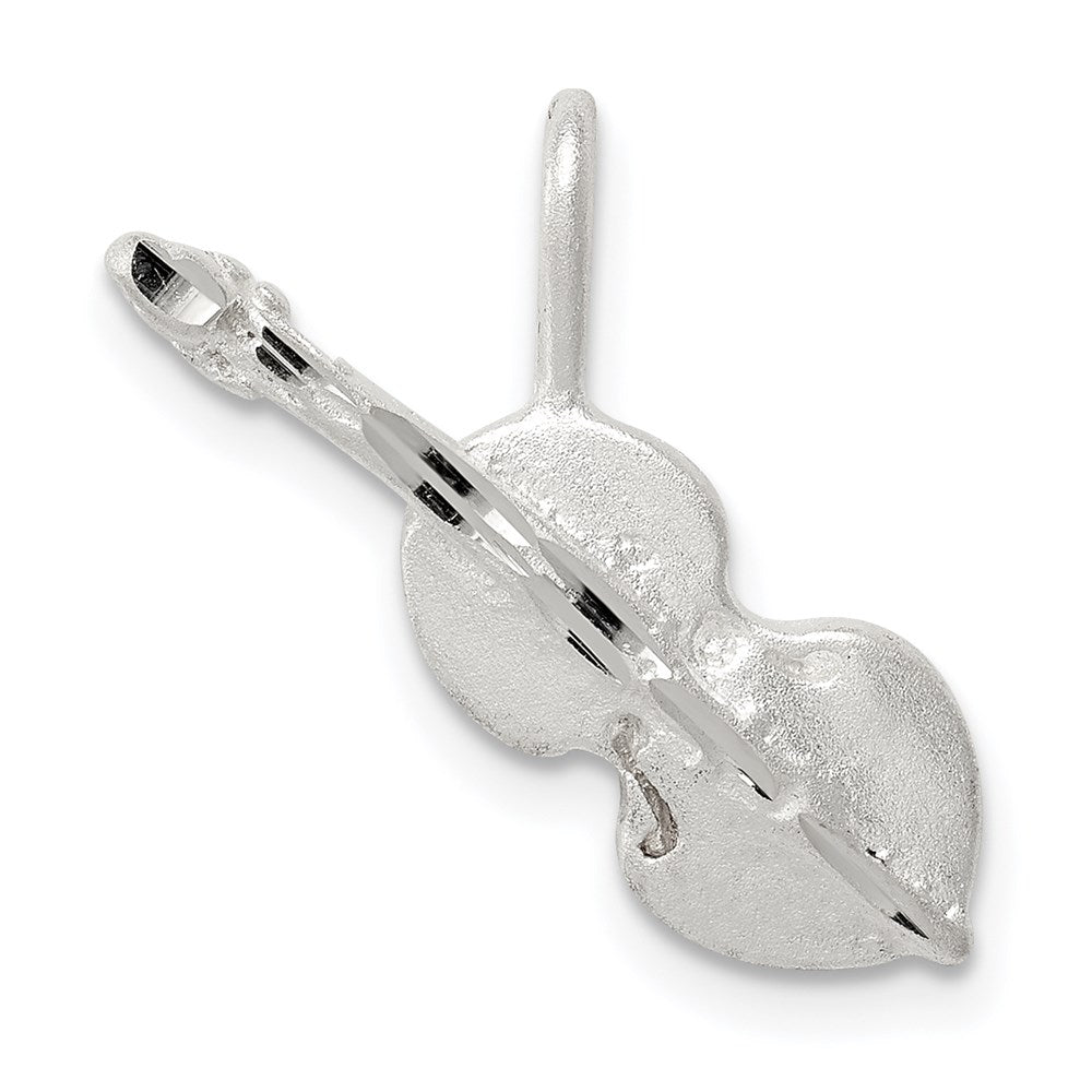 Sterling Silver Diamond Cut Violin Pendant - Product Photo