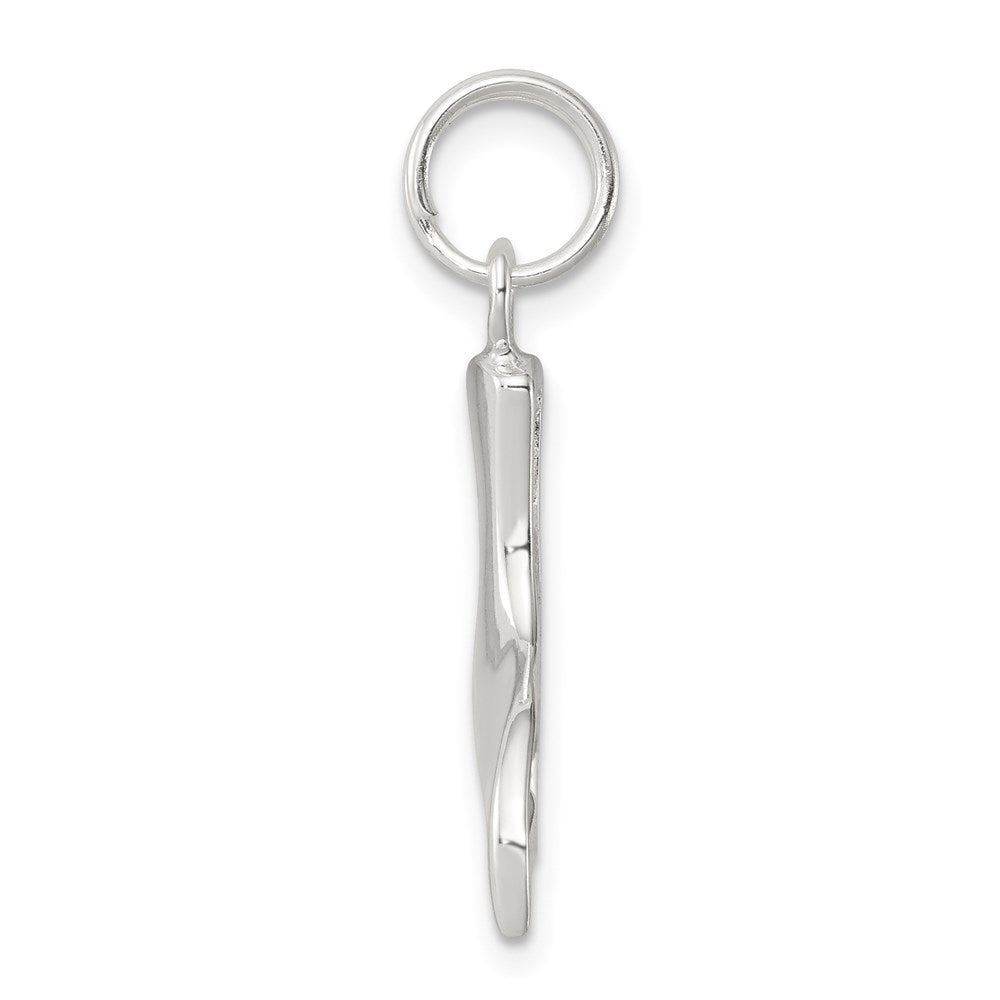Sterling Silver Rhodium-plated Whale Tail Charm - Product Photo