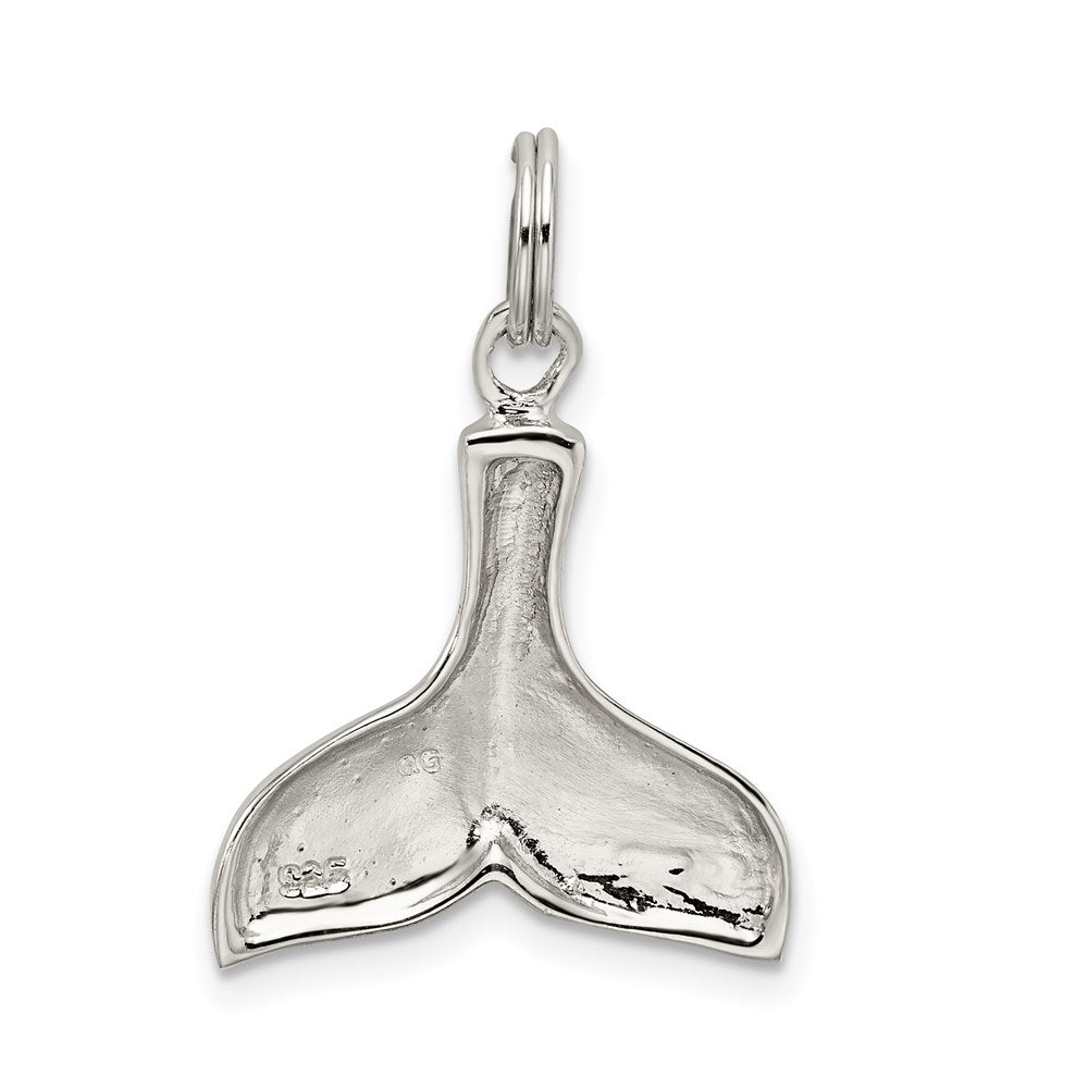Sterling Silver Rhodium-plated Whale Tail Charm - Product Photo