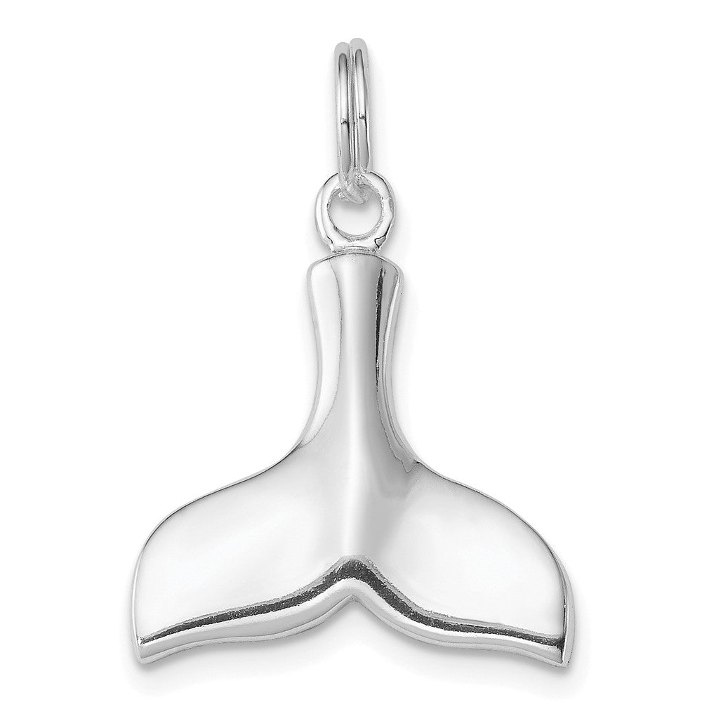 Sterling Silver Rhodium-plated Whale Tail Charm - Product Photo