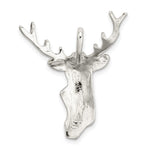 Sterling Silver Diamond Cut Deer Head Pendant - Product Photo