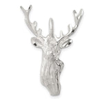 Sterling Silver Diamond Cut Deer Head Pendant - Product Photo