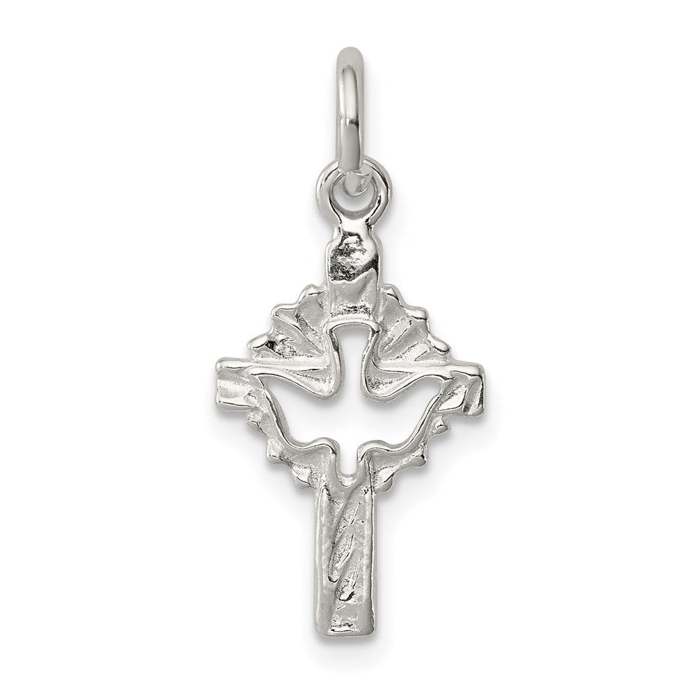 Sterling Silver Dove Cross Charm - Product Photo