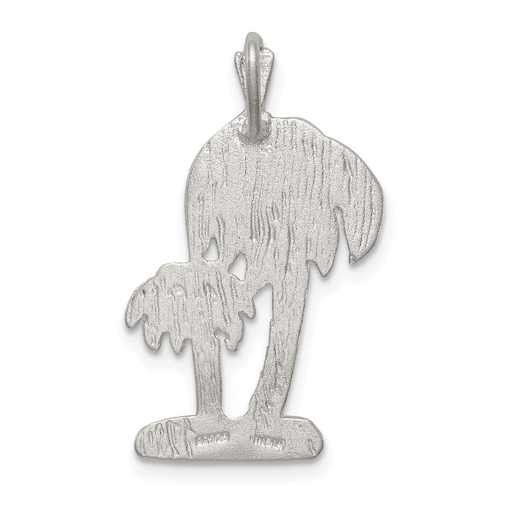 Sterling Silver Diamond Cut Palm Trees Pendant Charm - Product Photo