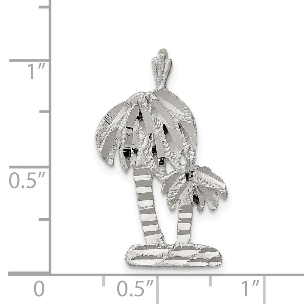 Sterling Silver Diamond Cut Palm Trees Pendant Charm - Product Photo