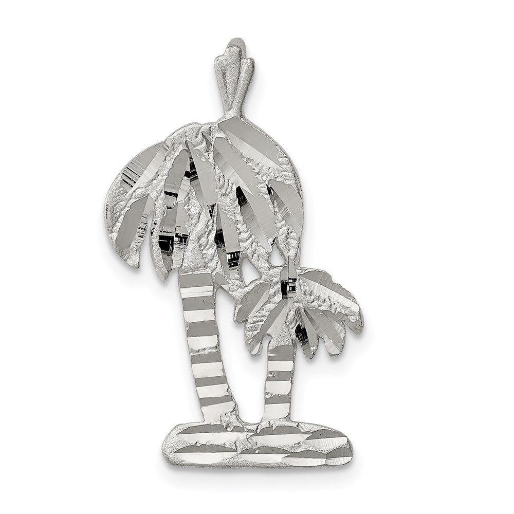 Sterling Silver Diamond Cut Palm Trees Pendant Charm - Product Photo