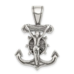 Sterling Silver Antiqued Mariner's Crucifix Pendant - Product Photo