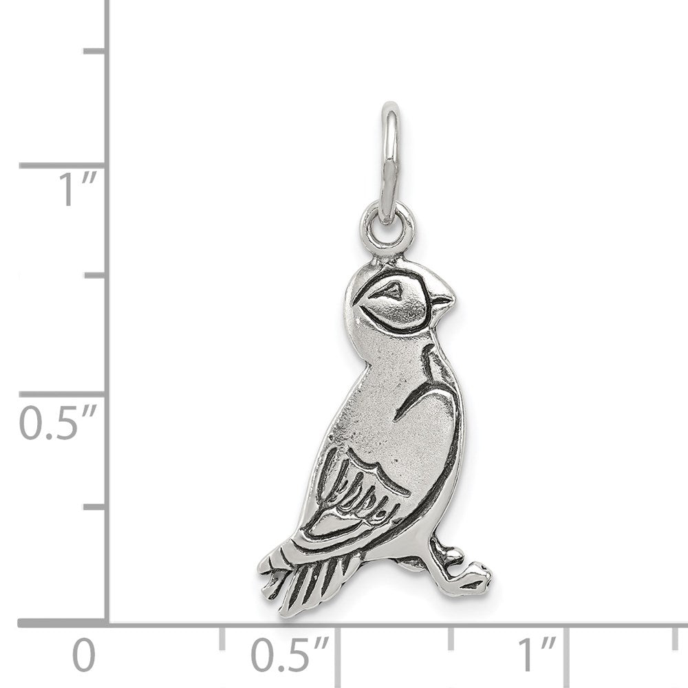 Sterling Silver Antiqued Puffin Charm - Product Photo