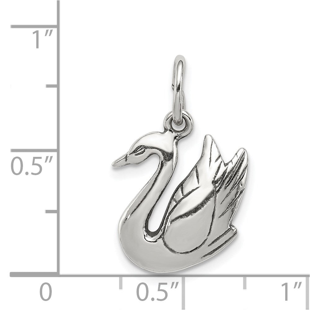 Sterling Silver Antiqued Swan Charm - Product Photo