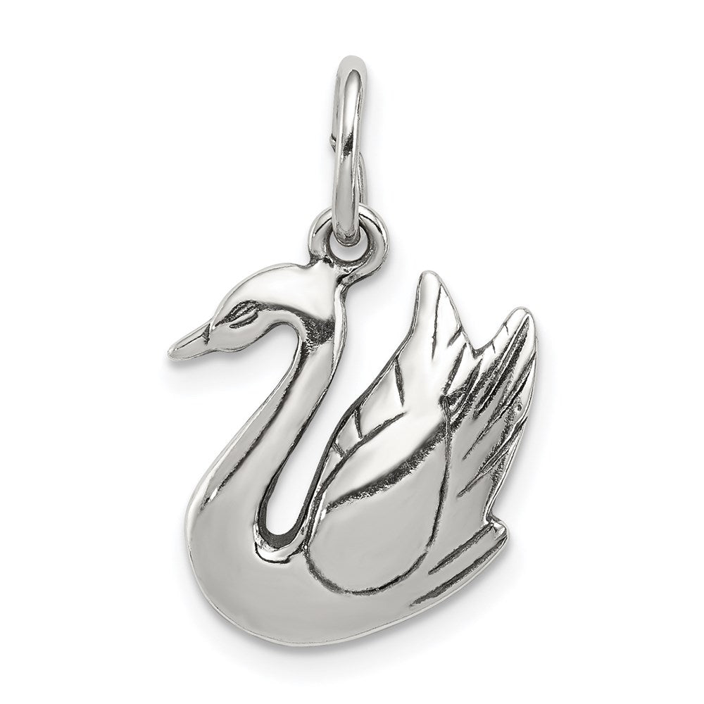 Sterling Silver Antiqued Swan Charm - Product Photo