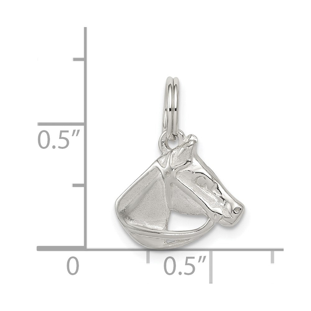 Sterling Silver Horse Head with Bridle Charm - Product Photo