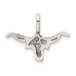 Sterling Silver Bull with Horns Pendant - Product Photo