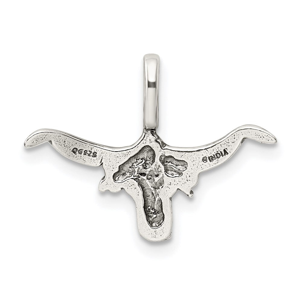 Sterling Silver Bull with Horns Pendant - Product Photo