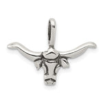 Sterling Silver Bull with Horns Pendant - Product Photo