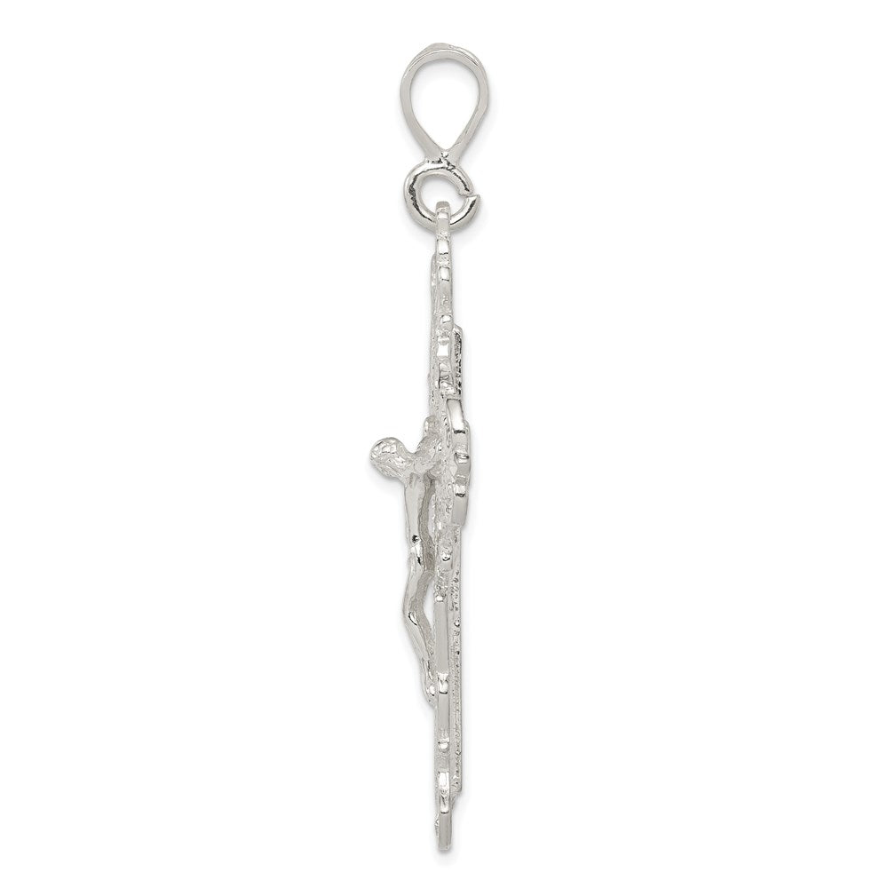 Sterling Silver Diamond-Cut Crucifix Pendant - Product Photo