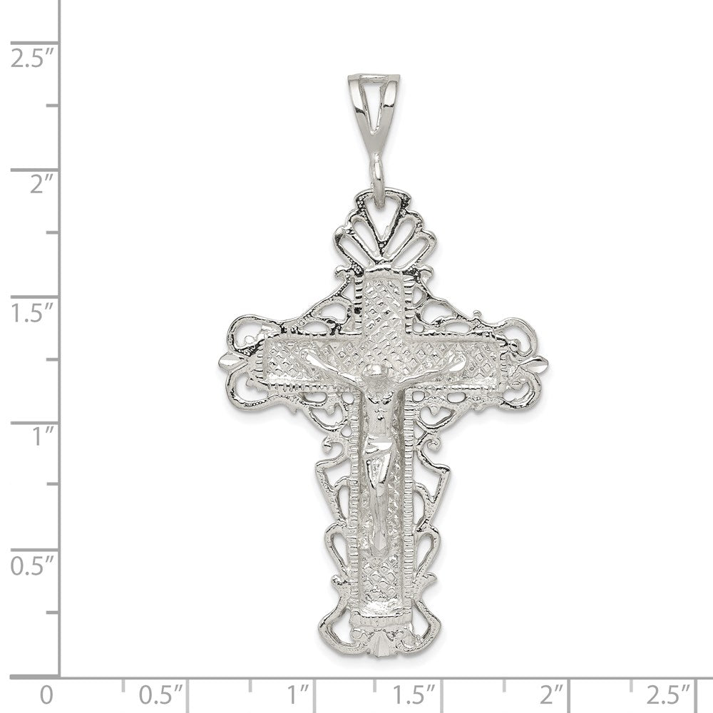 Sterling Silver Diamond-Cut Crucifix Pendant - Product Photo