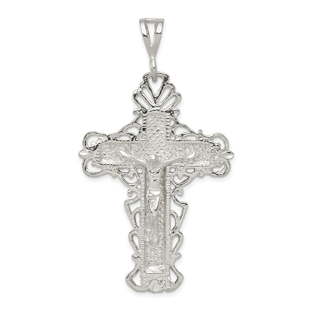 Sterling Silver Diamond-Cut Crucifix Pendant - Product Photo