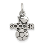 Sterling Silver Antique I (heart) Soccer Charm - Product Photo
