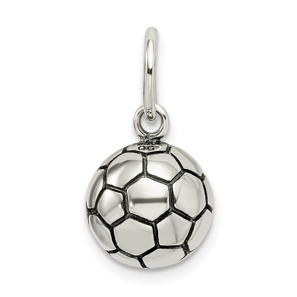 Sterling Silver Antique Soccer Ball Charm - Product Photo