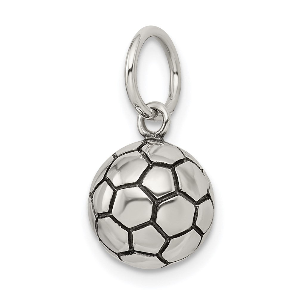 Sterling Silver Antique Soccer Ball Charm - Product Photo