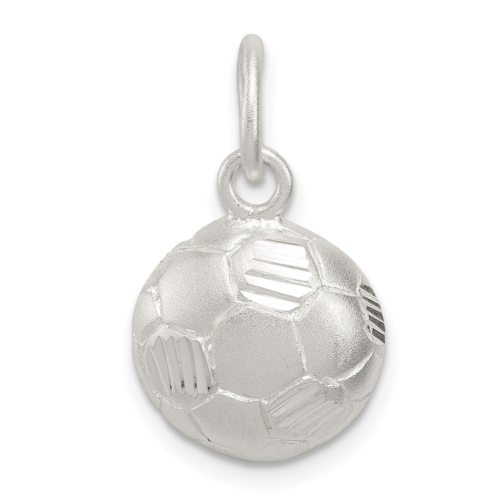 Sterling Silver Diamond Cut Soccer Ball Charm - Product Photo