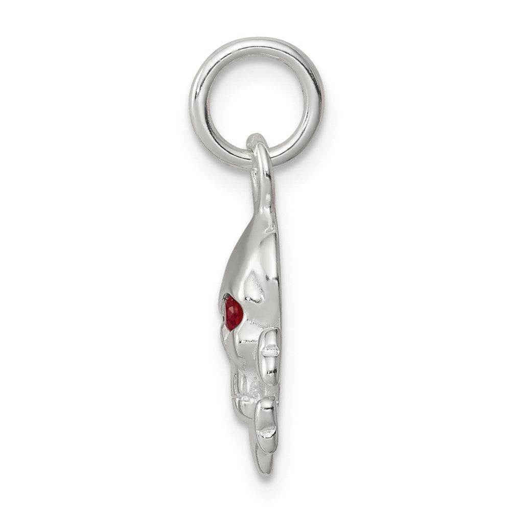 Sterling Silver Red CZ Skull Charm - Product Photo