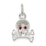 Sterling Silver Red CZ Skull Charm - Product Photo