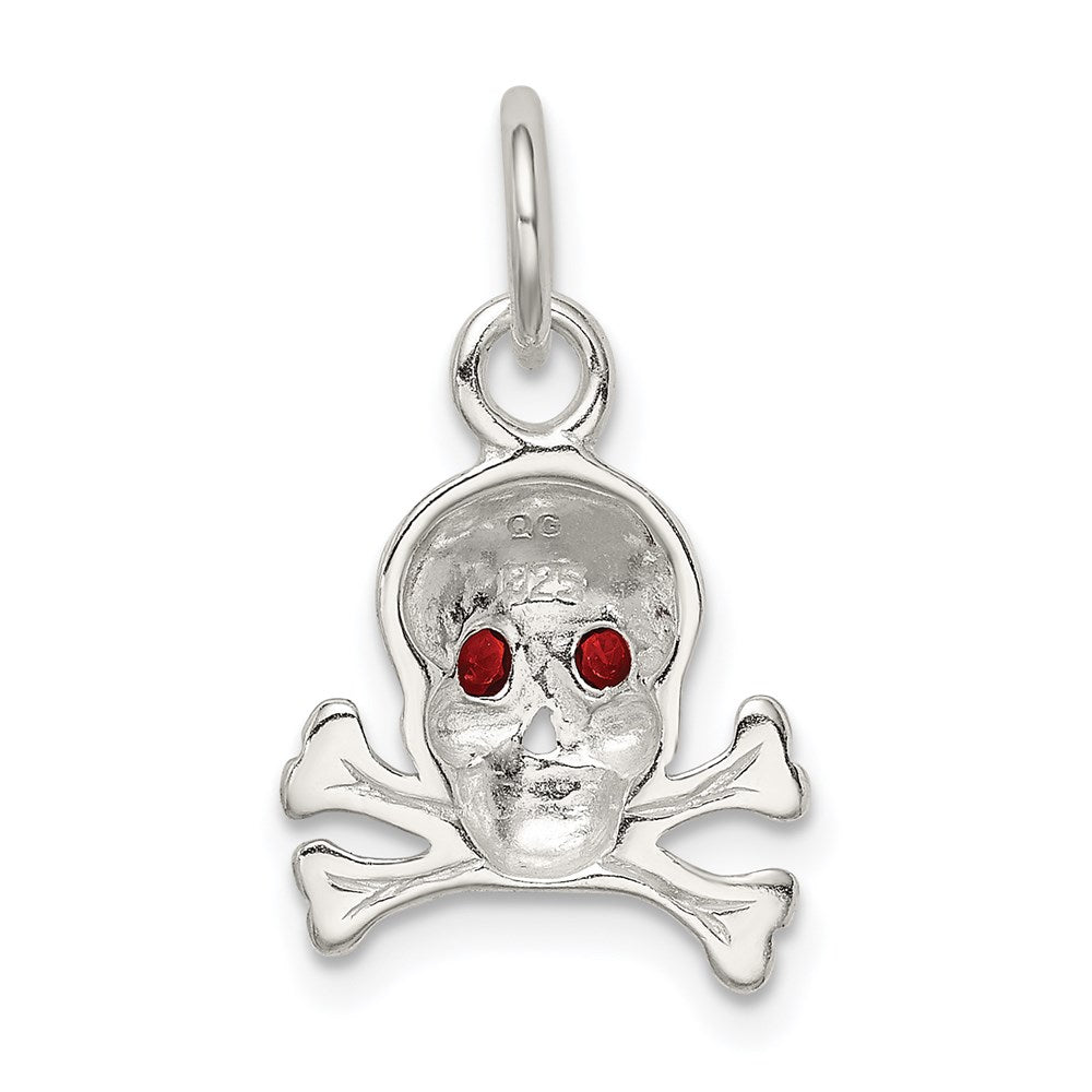 Sterling Silver Red CZ Skull Charm - Product Photo