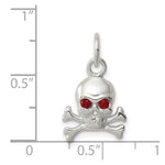 Sterling Silver Red CZ Skull Charm - Product Photo
