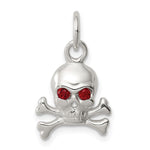 Sterling Silver Red CZ Skull Charm - Product Photo