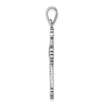 Sterling Silver Antiqued Fleur de lis Cross Pendant - Product Photo