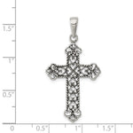 Sterling Silver Antiqued Fleur de lis Cross Pendant - Product Photo