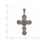 Sterling Silver Antiqued Marcasite Cross Pendant - Product Photo