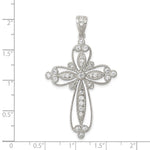 Sterling Silver Rhodium-plated CZ Filigree Cross Pendant - Product Photo