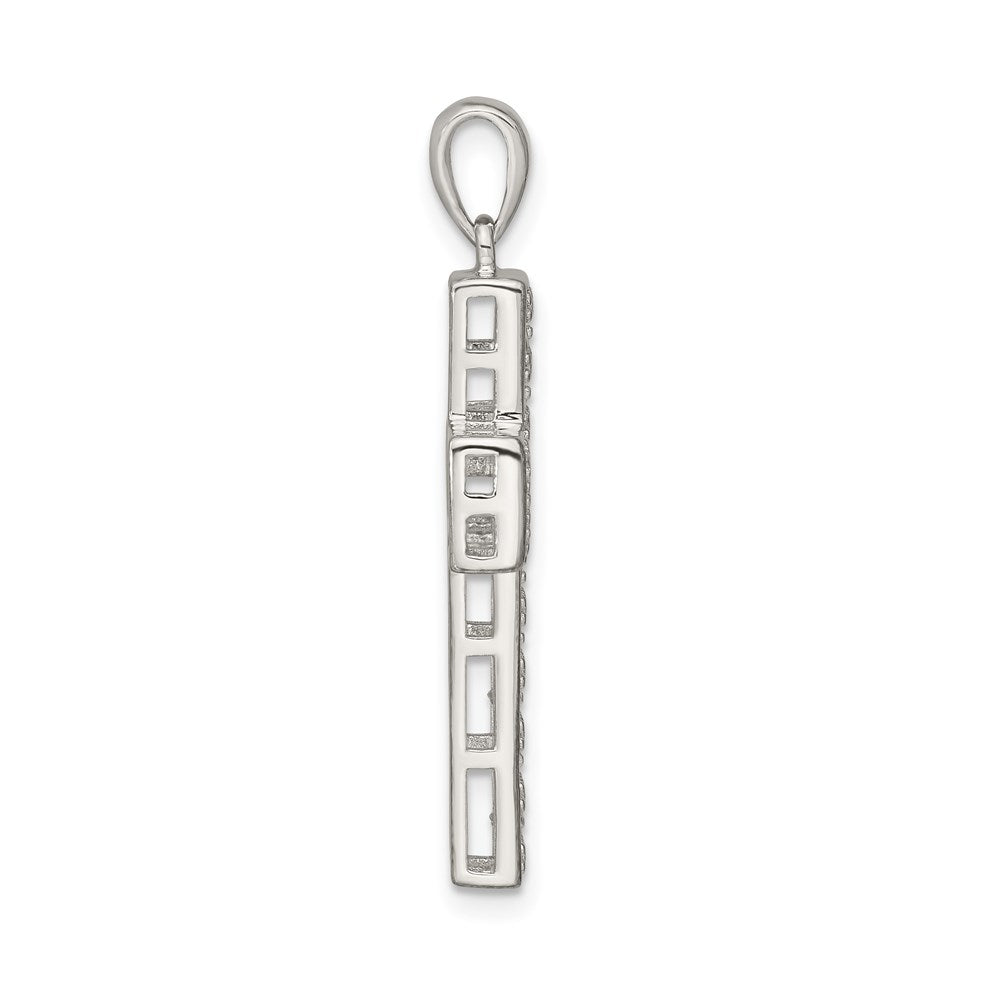Sterling Silver Rhodium-plated CZ Latin Cross Pendant - Product Photo