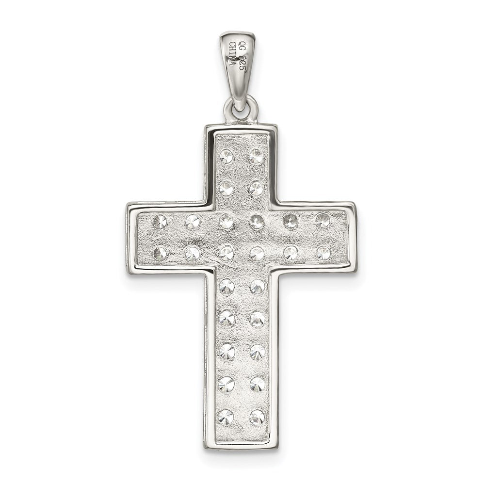 Sterling Silver Rhodium-plated CZ Latin Cross Pendant - Product Photo