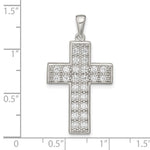 Sterling Silver Rhodium-plated CZ Latin Cross Pendant - Product Photo